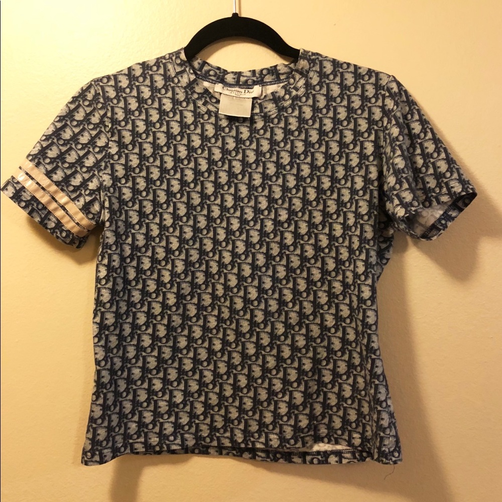 Dior Blue and White Monogram Short Sleeve Tee